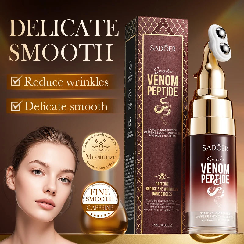 Snake Venom Peptide Caffeine Anti Wrinkle Massage Eye Cream Anti Dark Circles Puffiness Anti-Aging Moisturizing Eyes Skin Care