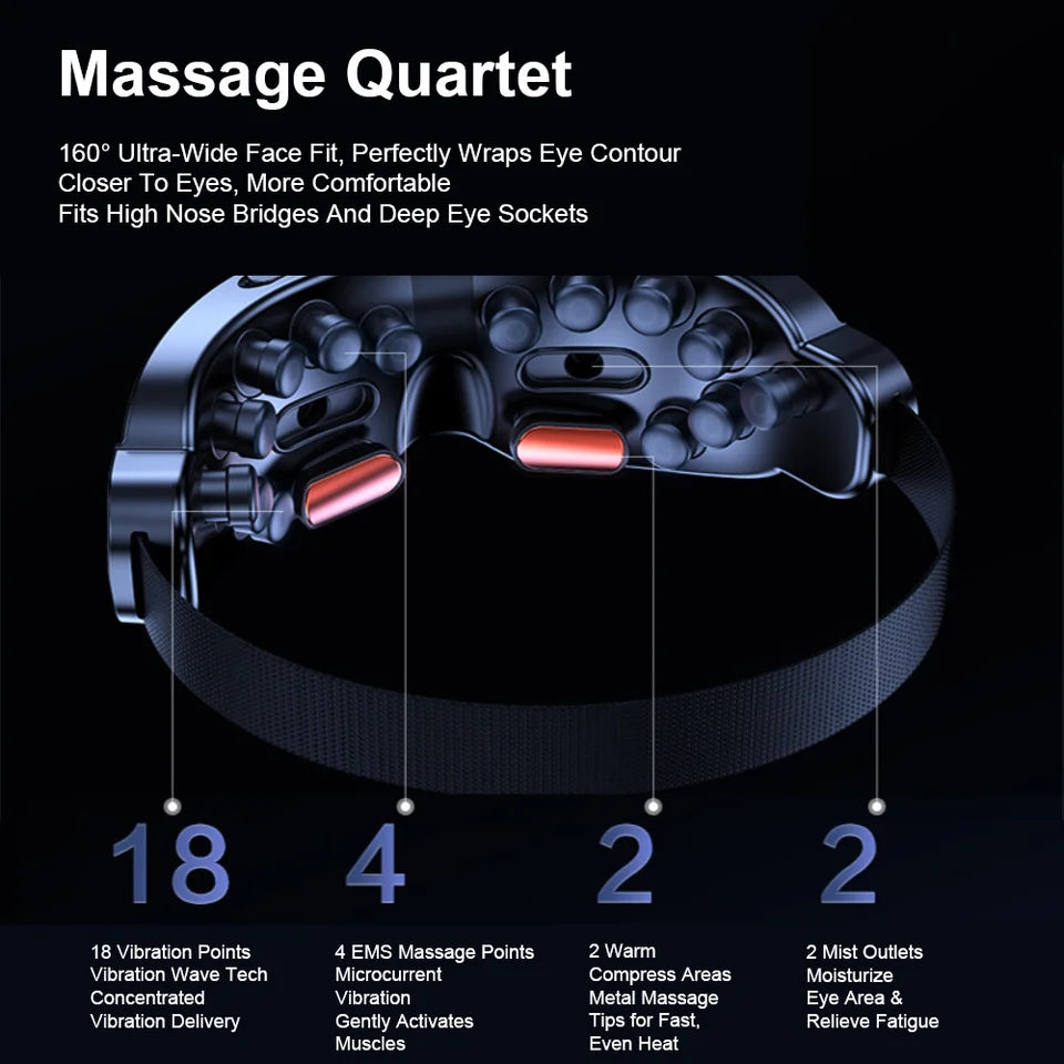 6D Smart Eye Massager Vibration Airbag Compress Eye Care Instrument Eye Massage Glasses Atomized Eye-Soothing Steam Eye Relax