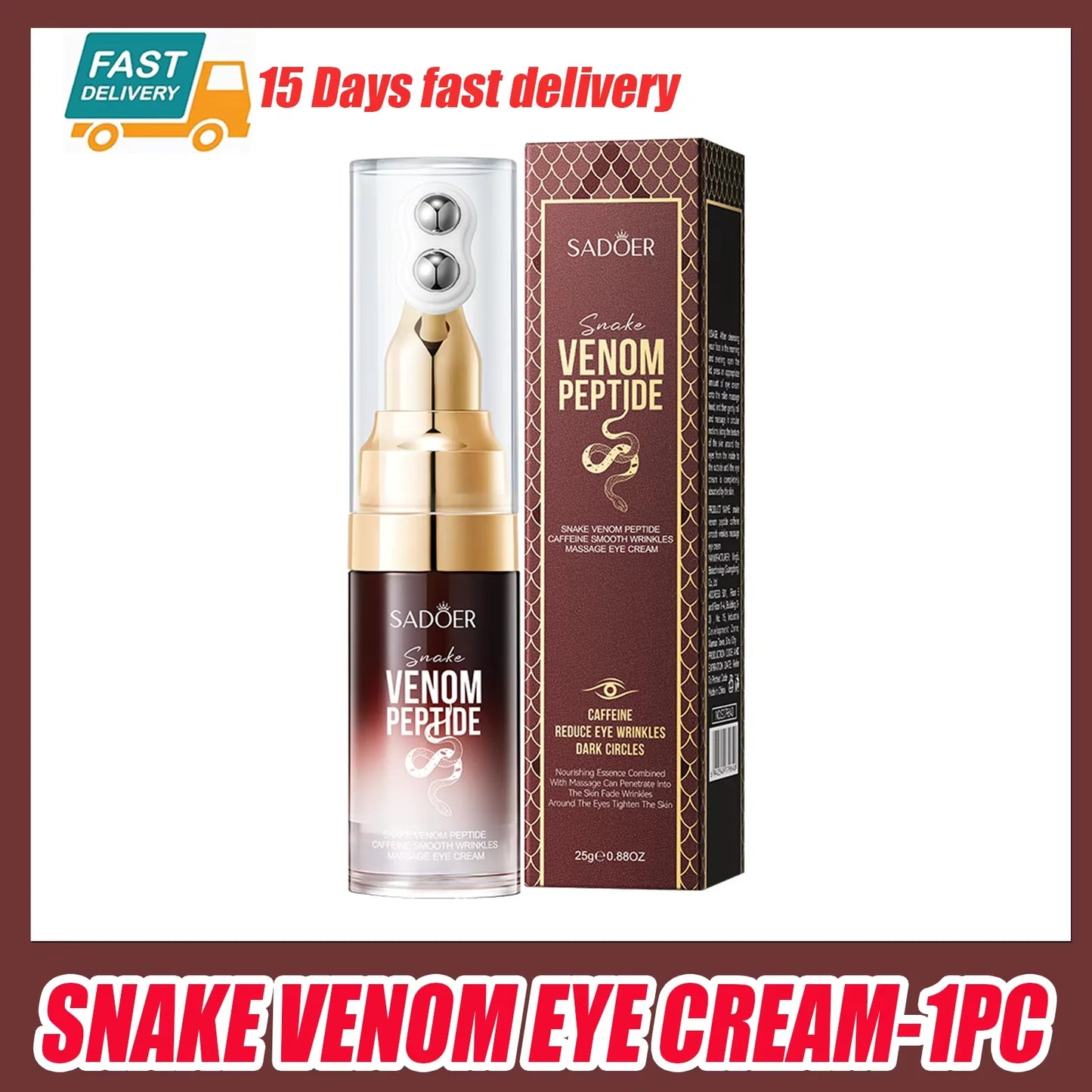 Snake Venom Peptide Caffeine Anti Wrinkle Massage Eye Cream Anti Dark Circles Puffiness Anti-Aging Moisturizing Eyes Skin Care