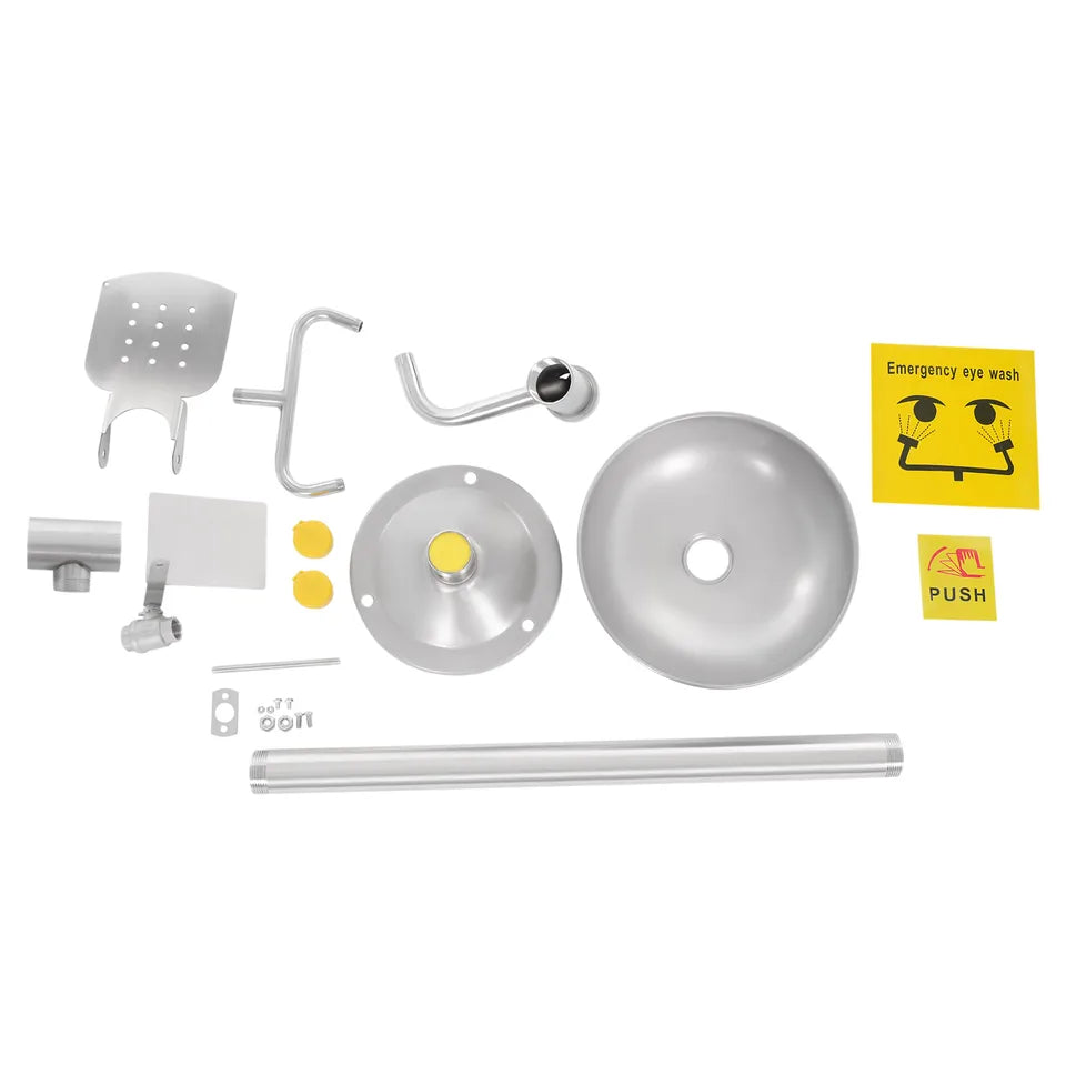 304 Stainless Steel Emergency Eyewash Station Eye Wash Station 3.17Gal/min Floor Standing Eye Wash Unit with Foot Pedal Filter