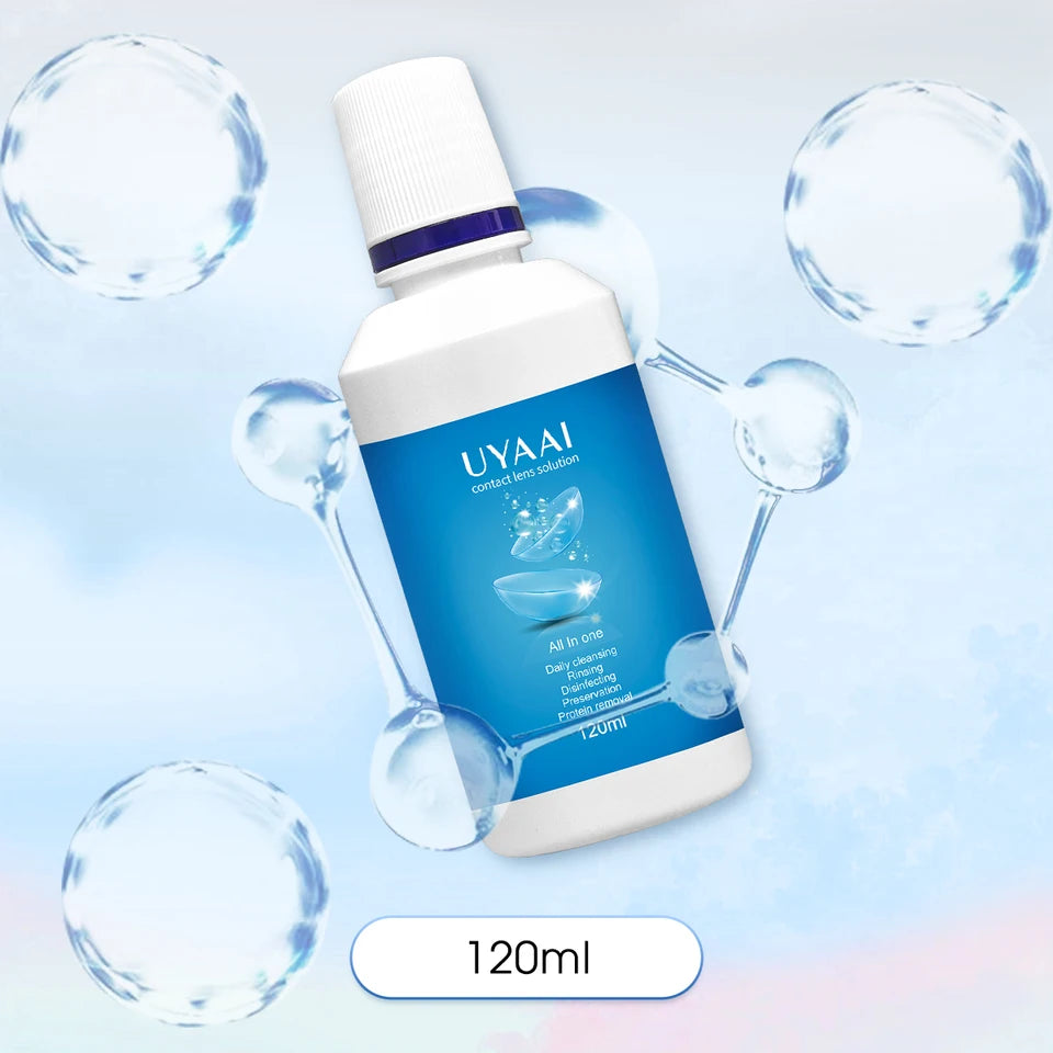 UYAAI 60ML/120ML Contact Lens Liquid Nursing Solution Icy Cool Protection Gently Relieve Cleaning Moisturizing Eye Health Care