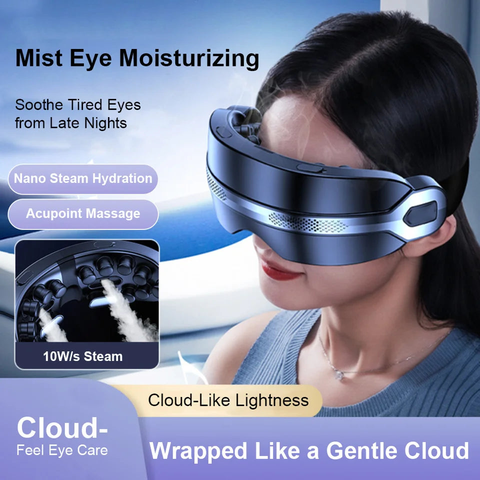 6D Smart Eye Massager Vibration Airbag Compress Eye Care Instrument Eye Massage Glasses Atomized Eye-Soothing Steam Eye Relax