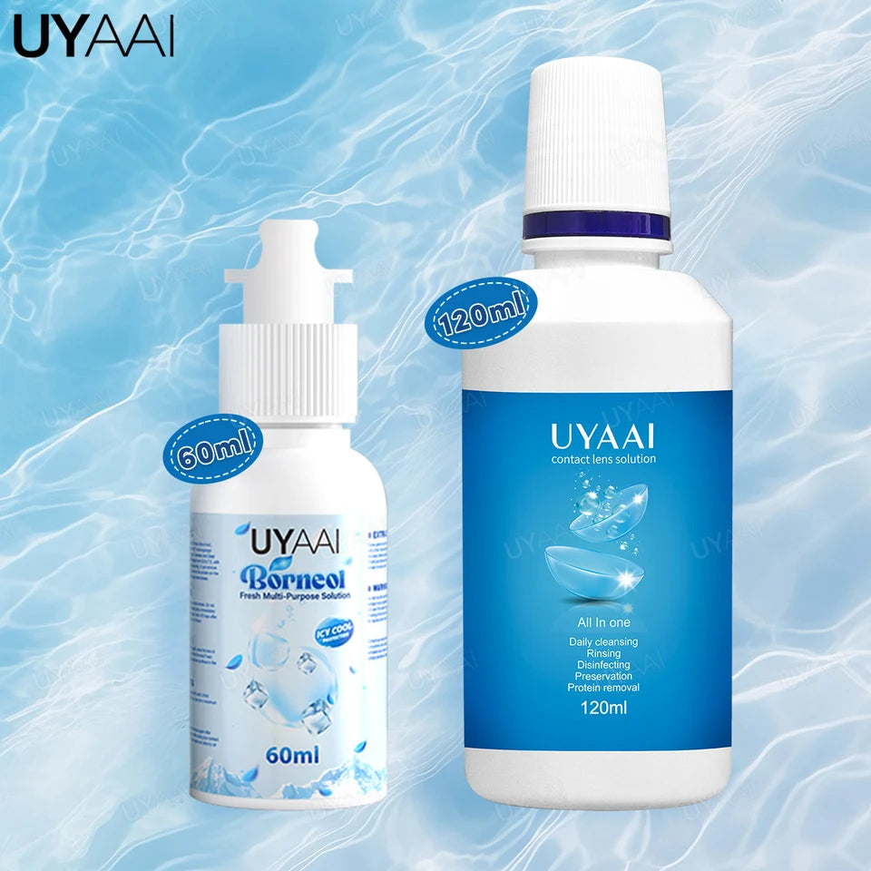 UYAAI 60ML/120ML Contact Lens Liquid Nursing Solution Icy Cool Protection Gently Relieve Cleaning Moisturizing Eye Health Care