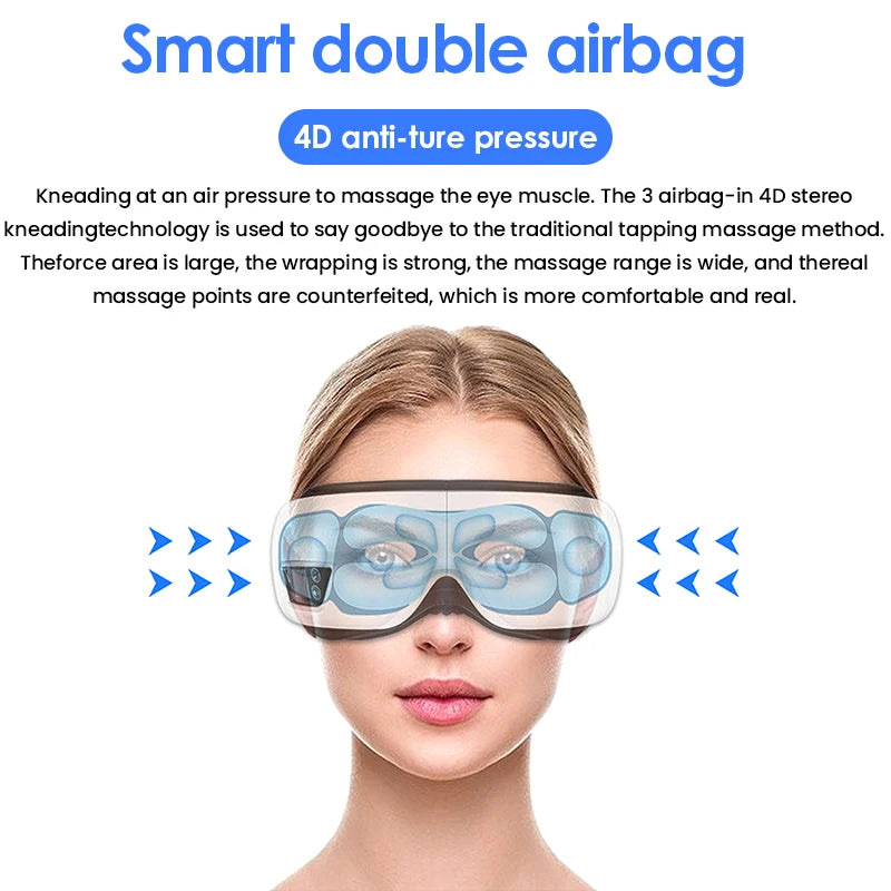 Eye Care Instrument 6D Smart Vibration Eyes Massager Airbag Compress Bluetooth Music Eye Sleep Massage Mask Eye Relax Fatigue