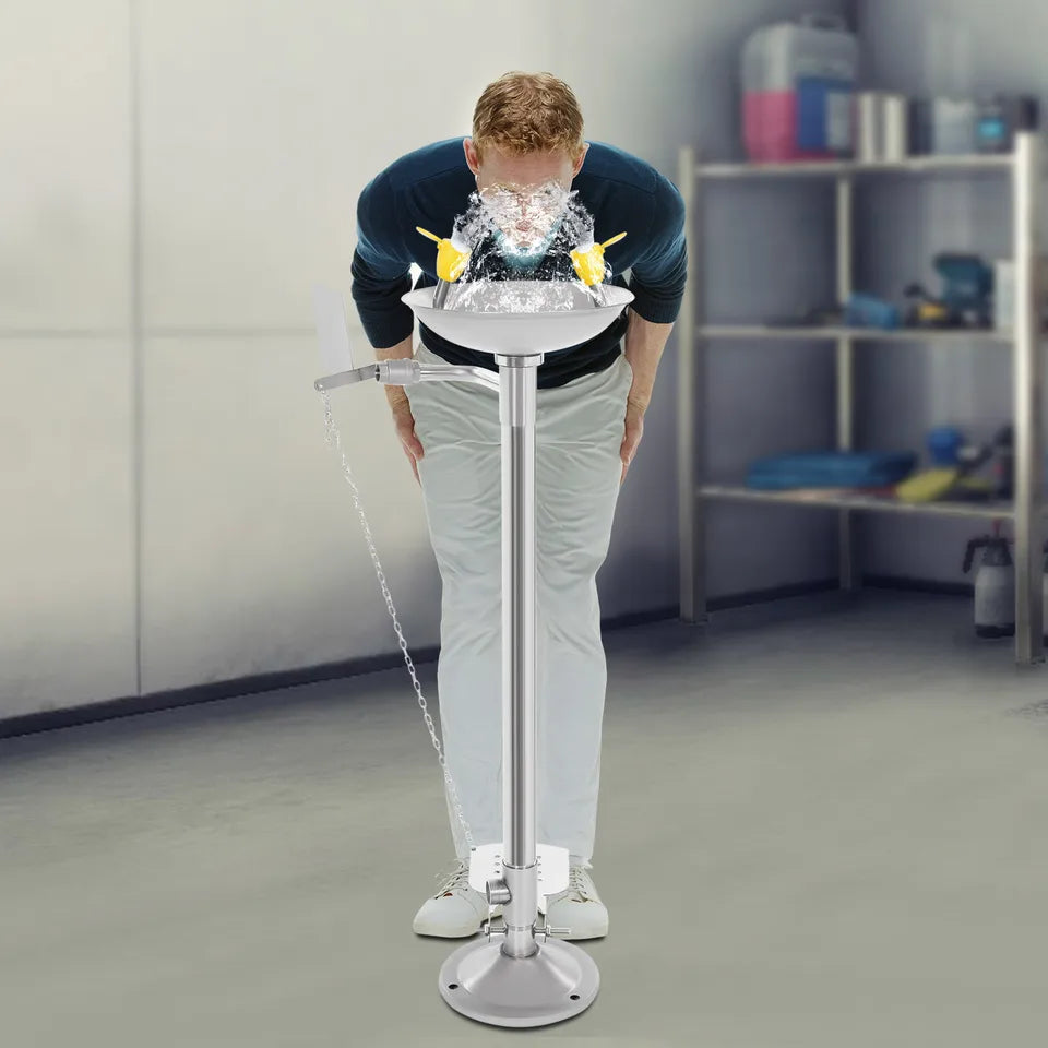 304 Stainless Steel Emergency Eyewash Station Eye Wash Station 3.17Gal/min Floor Standing Eye Wash Unit with Foot Pedal Filter