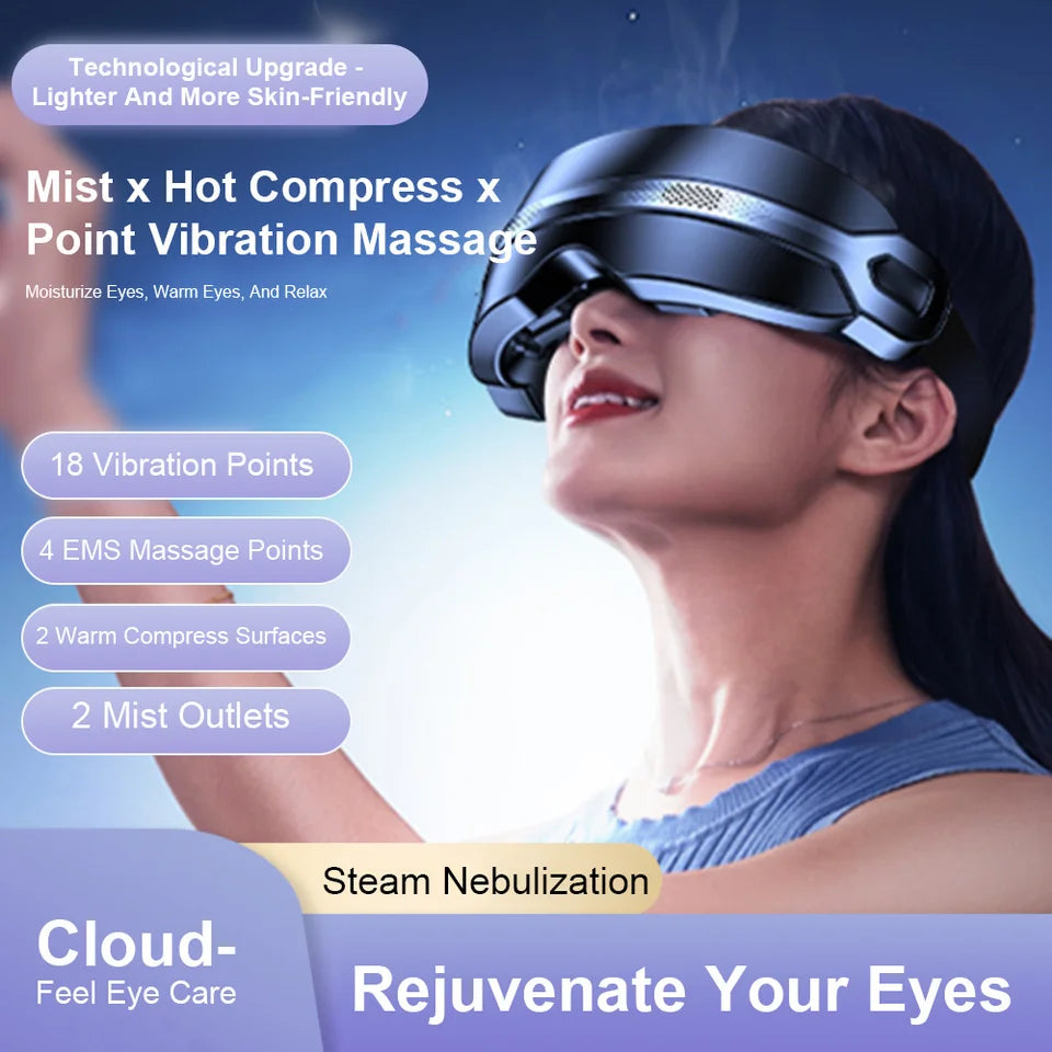 6D Smart Eye Massager Vibration Airbag Compress Eye Care Instrument Eye Massage Glasses Atomized Eye-Soothing Steam Eye Relax