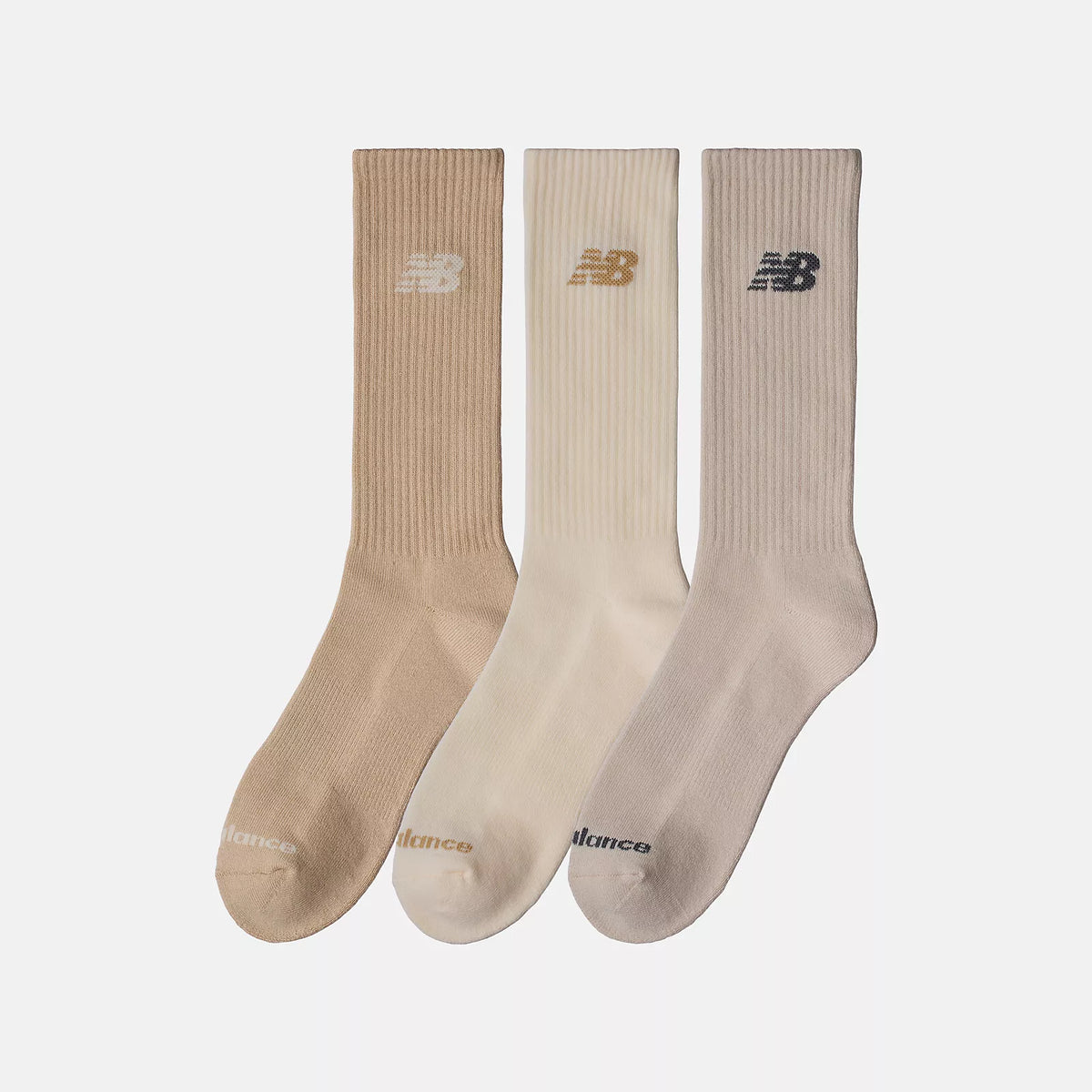 New Balance Socks Everyday Crew Beige/Brown LAS51293 AS1 3 Pairs